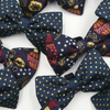 Dark Blue Dog Bow Tie, gift for dog, Gold Dots Pet Bow Tie, Bowtie, Collar Attachment