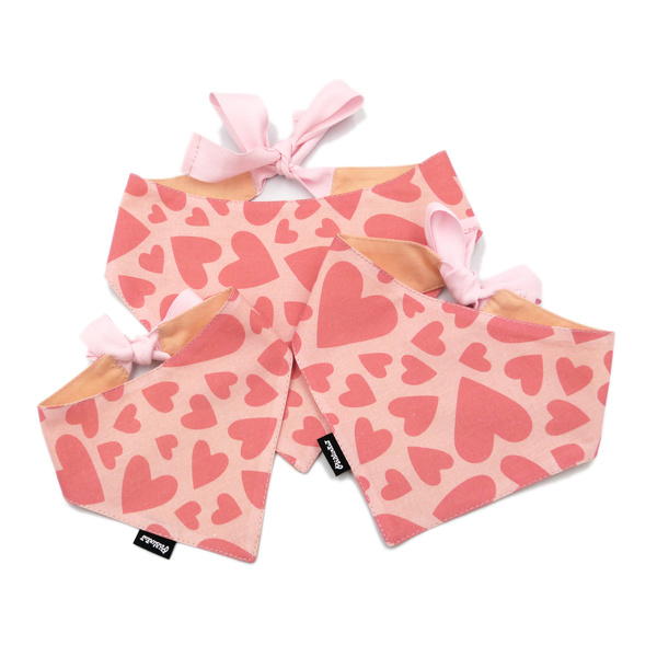 Dog bandana Pink Love Psiakrew valentine's day handkerchief style to tie around your pet’s neck
