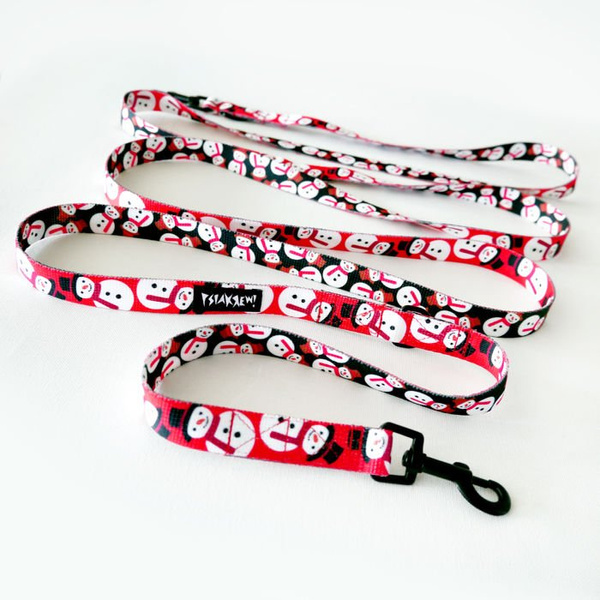 Dog Leash Snowman width 2 cm wide, black small snap hook 6 cm