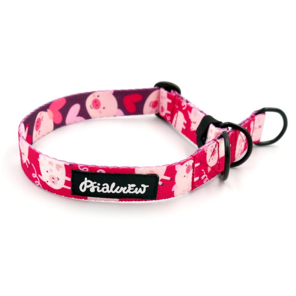 Half-Choke-Halsband Piggy in Love , 2 cm breit, für kleine Hunde, schwarze Accessoires