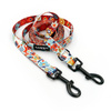 Long Dog Leash Winter Folk width 2 cm (0.78") wide, black snap hook 7 cm