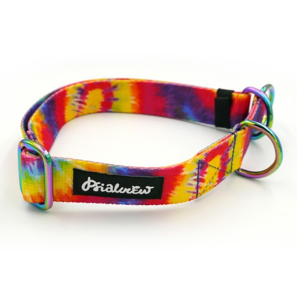 Halb-Klemmhalsband Tie Dye Psiakrew, 2,5 cm breit, für mittelgroße und größere Hunde, Holo-Beschläge