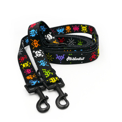 Dog Leash Invaders Psiakrew width 2.5 cm, 1"  wide, snap hook black 6cm