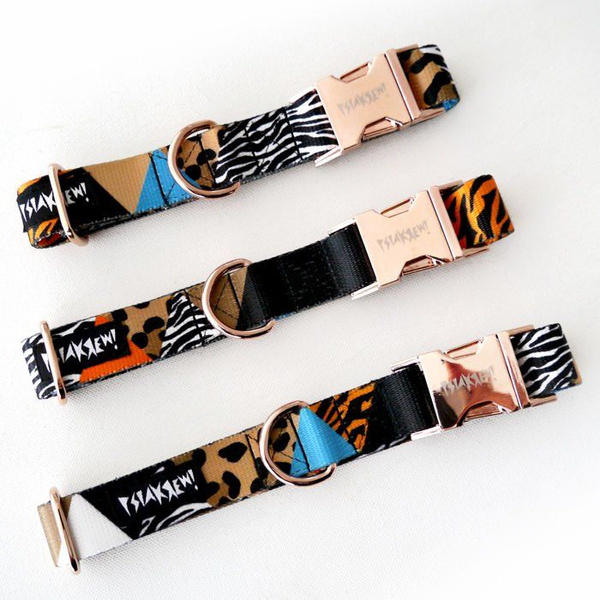 Dog Collar Psiakrew Wild Animals 2.5 cm, 1"  wide, pink gold