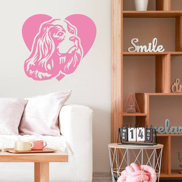 Naklejka na ścianę, auto Pies Cavalier King Charles Spaniel Love Psiakrew