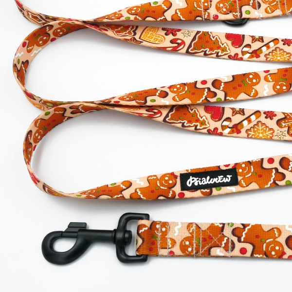 Dog Leash Cinnamon Gingerbread Psiakrew snap hook black 8cm