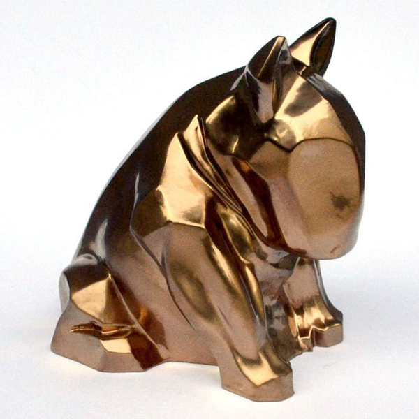 Golden Bullterrier-Hundeskulptur Bling Bling!