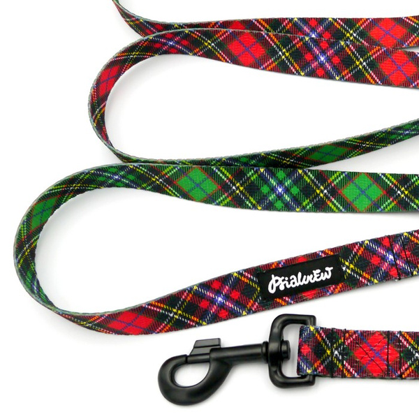 Dog Leash Tartan width 2.5 cm, 1" wide, snap hook black 8cm