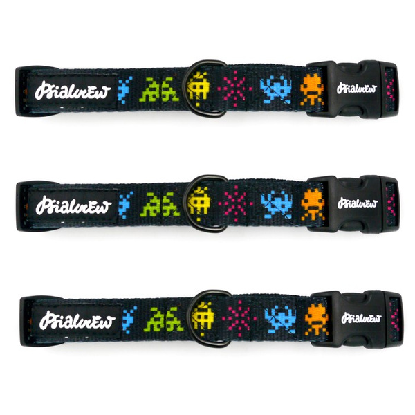 Verstellbares Halsband Invaders Psiakrew, 2cm breit, schwarze Beschläge