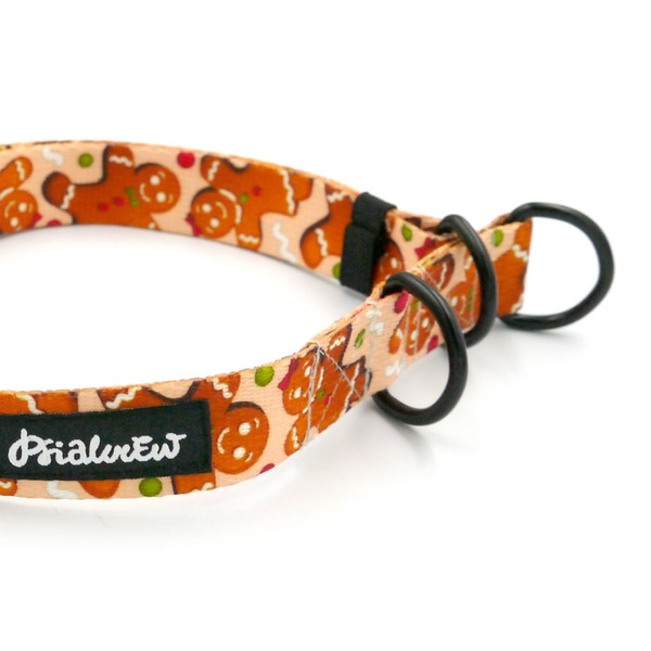 Half-choke collar Cinnamon Gingerbread Psiakrew, 2.5 cm wide, medium and big dogs, black extras