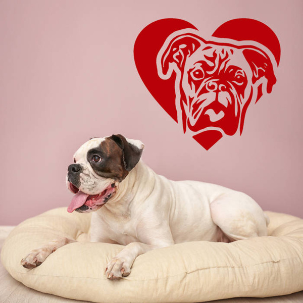 Boxer Love Dog wall decal Psiakrew