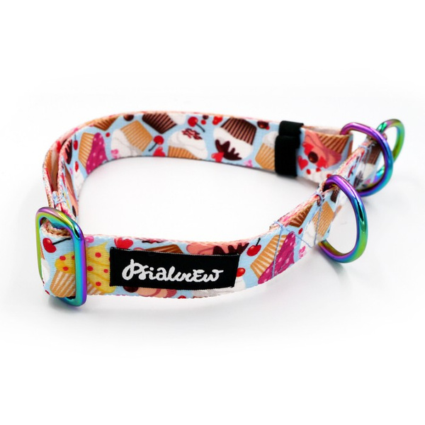Halb-Klemmhalsband- Hot Sweetness, 2,5 cm breit, für mittelgroße und größere Hunde, Holo-Beschläge, Psiakrew