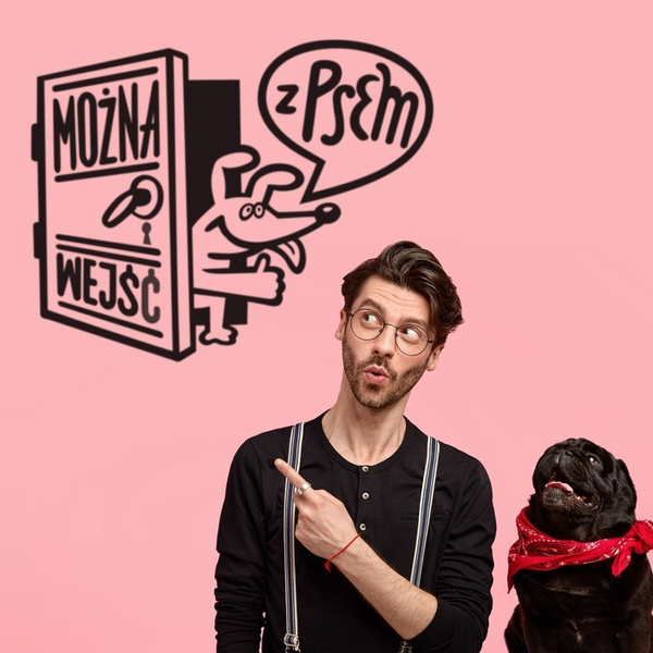 Naklejka ścienna Można Wejść z Psem, naklejki z psem informacyjne dekoracyjne Psiakrew