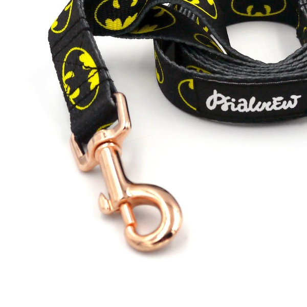 Smycz spacerowa miejska dla Psa BatDog Psiakrew szerokość 2 cm złoty karabińczyk 6 cm