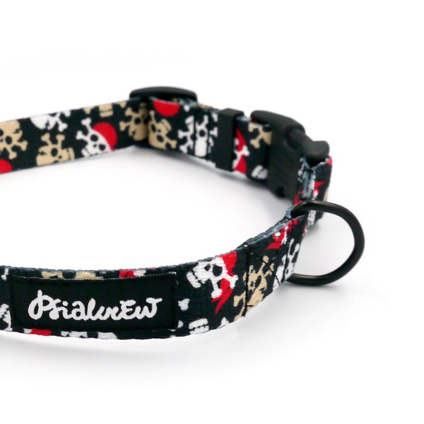 Dog Collar Psiakrew Pirates, 2 cm 0.78" wide, for smaller dogs black extras