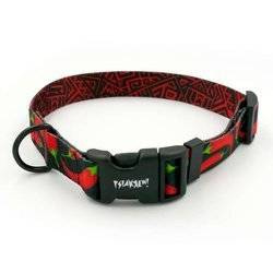 Obroża dla psa regulowana klamra zatrzaskowa Red Hot Chili Psiakrew 2,5 cm czarne okucia