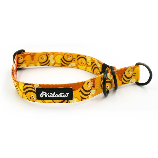 Half-choke collar Busy Bees Psiakrew, 2.5 cm wide, medium and big dogs, black extras
