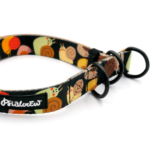 Half-choke collar Snail Family Psiakrew, 2.5 cm wide, medium and big dogs, black extras