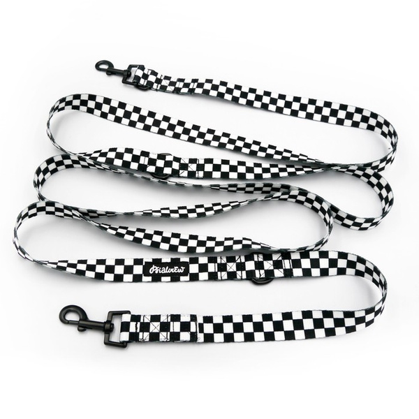 Hundeleine Checker Psiakrew, Breite 2,5 cm, Karabiner 6 cm schwarz