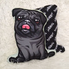 Decorative Dog Pillow Cushion, Black Pug, Mops, Carlin cuddly mascot