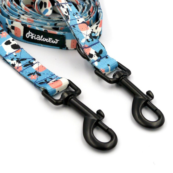 Long Dog Leash Spotted Cow width 2 cm (0.78") wide, , black snap hook
