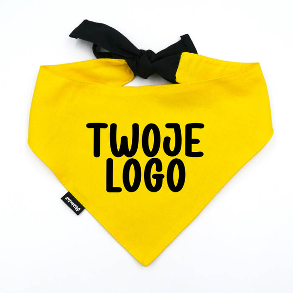 Żółta Personalizowana Bandana dla psa, Twoje Logo Grafika, wiązana chusteczka, apaszka Psiakrew