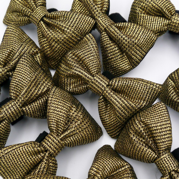 Shimmering gold and black bow tie for a dog; carnival New Year's Eve decorative bow Psiakrew