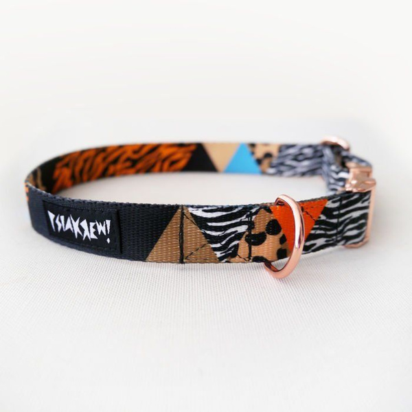 Dog Collar Psiakrew Wild Animals, 2 cm 0.78"  wide, for smaller dogs, pink gold clip