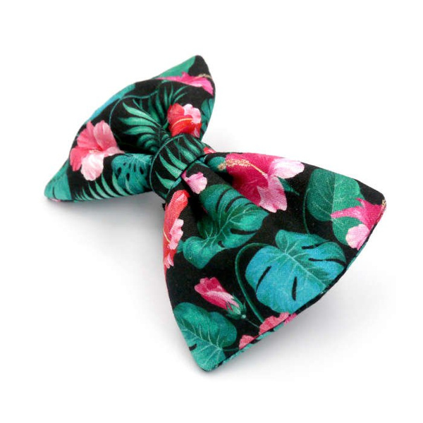 Dog Bow Tie Tropical Monstera, Pet Bow Tie, Bowtie, Collar Attachment