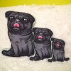 Decorative Dog Pillow Cushion, Black Pug, Mops, Carlin cuddly mascot