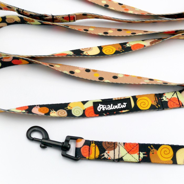 Long Dog Leash Snail Family Psiakrew width 2 cm (0.78"), black snap hook 6 cm