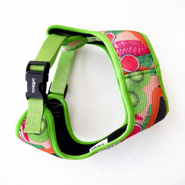 Dog Harness Tutti Frutti, Always Feeling Cool, Super Soft Psiakrew, fruity pattern