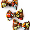 Dog Bow Tie, gift for dog, Pet Bow Tie, Bowtie, Collar Attachment, Brown, owl pattern
