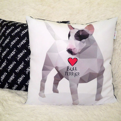 Bull Terrier Pillow Decorative Bully Geometric Dog Łatka, Psiakrew