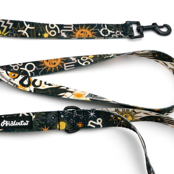 Dog Leash Zodiak width 2.5 cm, 1" wide, black snap hook 6 cm