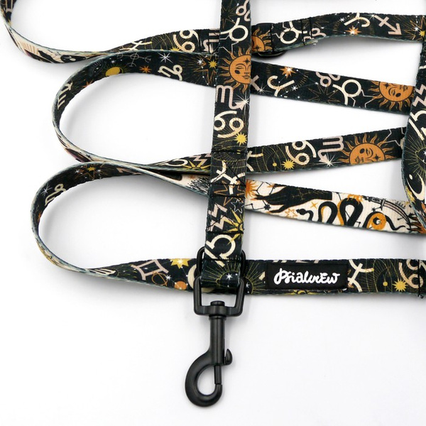 Long Dog Leash Zodiak width 2 cm (0.78") wide, black snap hook 6 cm
