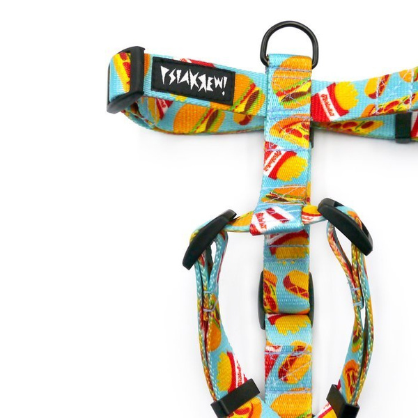 Szelki dla Psa Doggy Foodie; guardy dla mniejszych psów, taśma 2 cm, czarne okucia