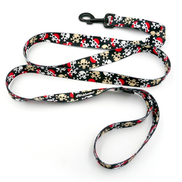 Dog Leash Pirates width 2.5 cm, 1" wide, big black snap hook 8 cm