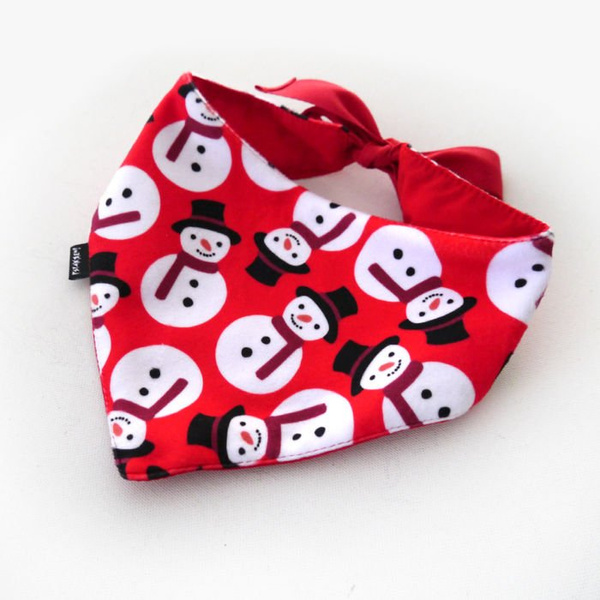 Bandamka w bałwanki dla psa Premium, wiązana chusteczka, apaszka Snowman