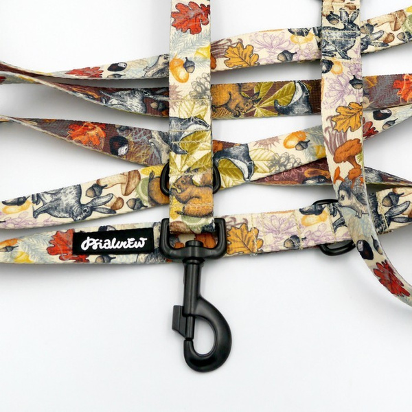 Lange Hundeleine Forest Treasures Psiakrew, Breite 2,5 cm, Karabiner schwarz 8 cm