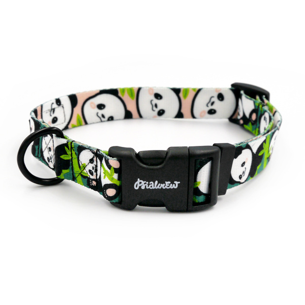 Dog Collar Bamboo Panda Psiakrew 2.5 cm, Black Fittings