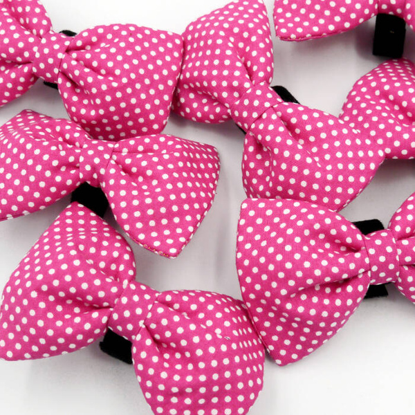 Pink Dog Bow Tie with white polka dots, elegant classic Psiakrew bow