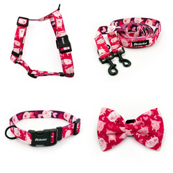 ACCESSORY KIT. Medium dog. Psiakrew Piggy in Love Series; Collar, Harness, Leash, Bow tie