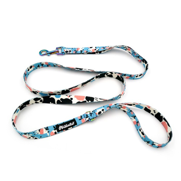 Walking leash for Dog Spotted Cow Psiakrew, width 2 cm, holo snap hook 6 cm