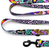 Dog Leash Crazy Leopard width 2.5 cm, 1" wide, snap hook black 8cm