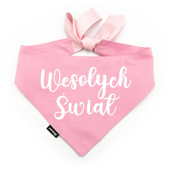 Bandana dla Psa Wesołych Świąt Psiakrew, personalizowana chusteczka, różowa apaszka dla pupila 