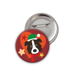 Przypinka Świąteczna Pies Border Collie Psiakrew Button Badzyk 25mm
