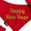 Rotes Bandana mit glitzernder goldener Aufschrift „Happy New Year“ Psiakrew