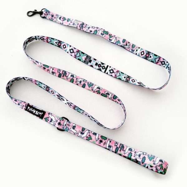 Dog Leash Llama, 2 cm wide, black small snap hook 4 cm