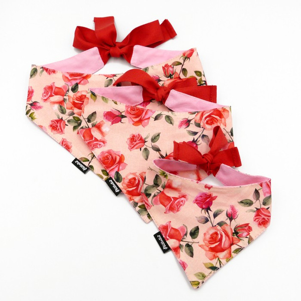 Dog bandana for Valentine's Day Roses Psiakrew tied handkerchief, scarf